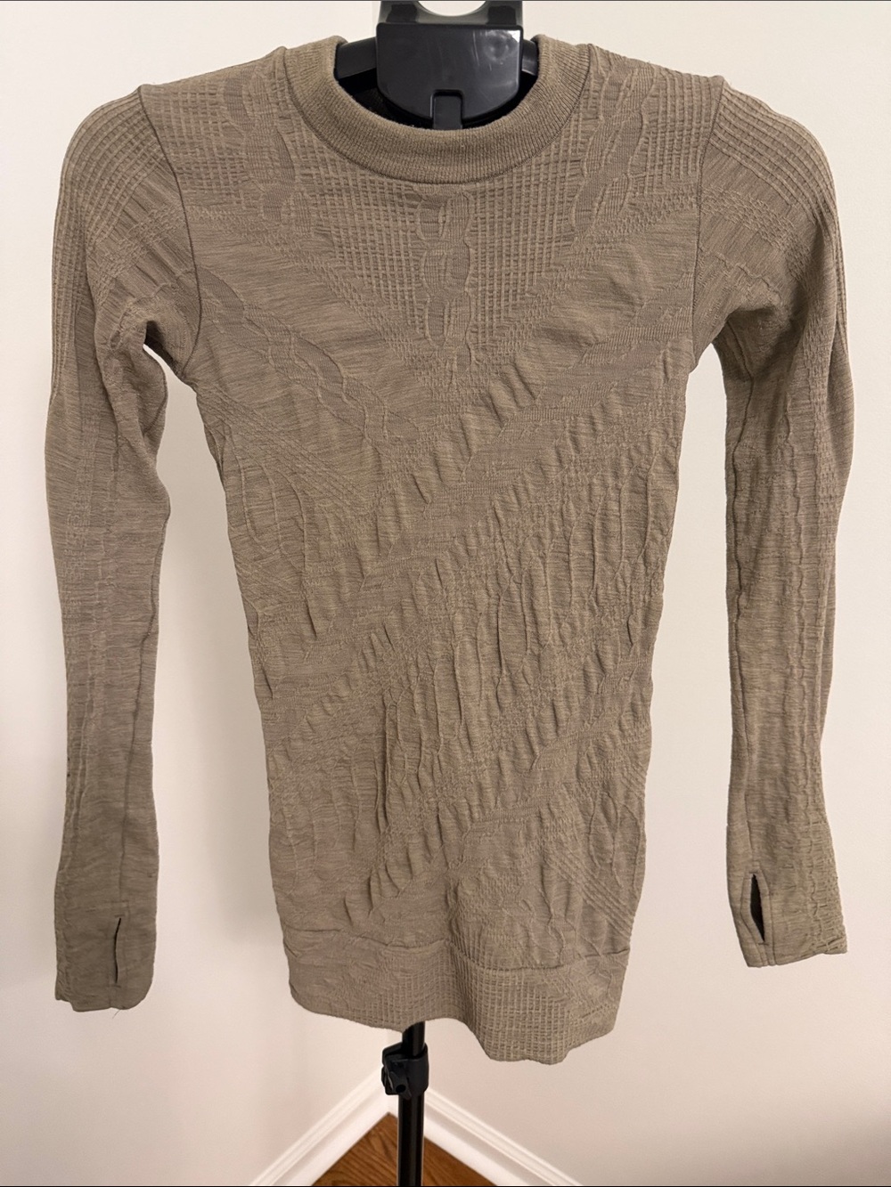 Athleta Cable-Texture Crewneck Sweater — Taupe